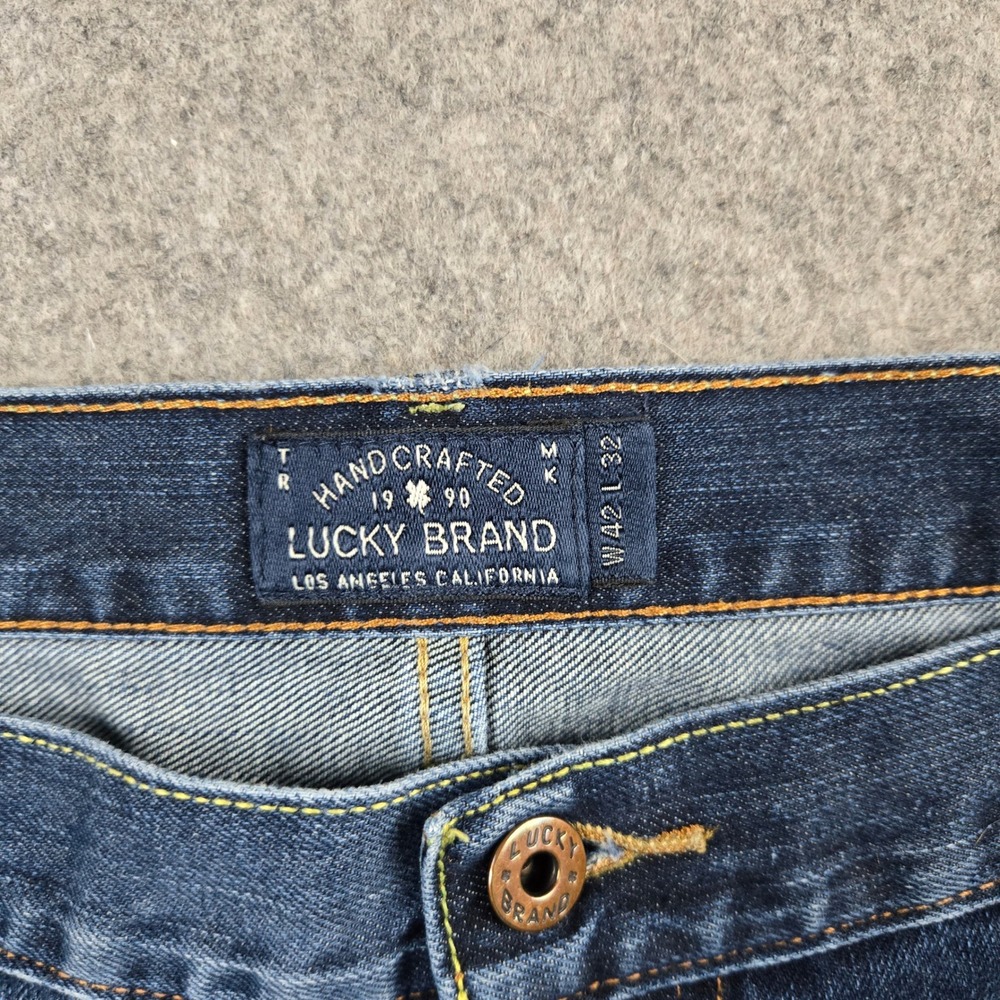 Lucky Brand 361 Vintage Straight Mens 42x32 Blue Denim Jeans Classic Workwear - Picture 4 of 13